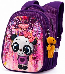 Рюкзак Панда лиловый с брелоком Мишка (Winner, R1-001)